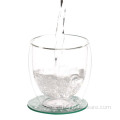 Caneca de vidro borosilicato de parede dupla para água